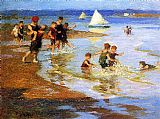 Edward Henry Potthast Wall Art - Children at Play on the Beach